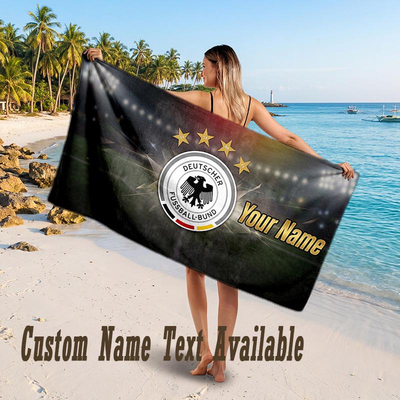 Germany National Football Team Design Beach Towel Custom Text Large Towel for Beach Vacation