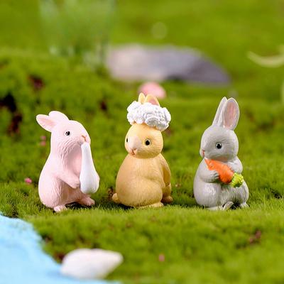 12Pcs Miniature Rabbit Figurines Cute Mini Bunny Desk Decoration Animal Crafts Micro Landschaft Garden Ornaments