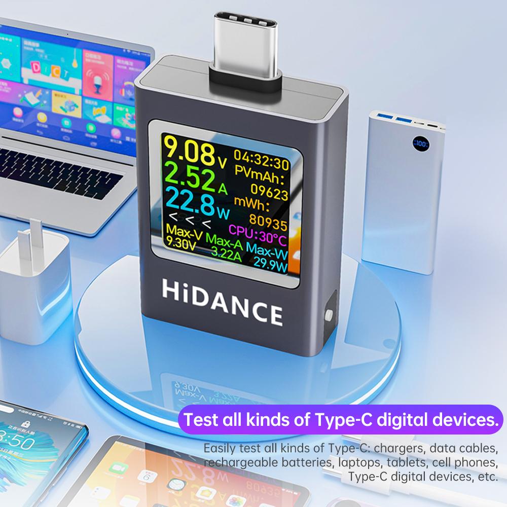 DC 4.5-50V 0-12A PD3.1 Digital Voltmeter Ammeter Power Meter Type-c Cell Phone Charging Tester Bidirectional Current Detection
