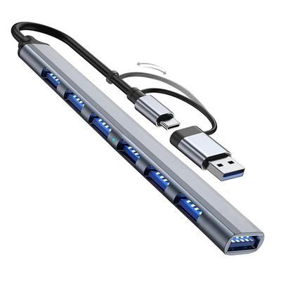 Alloy High Speed Data Transmission Splitter Type-C HUB USB 3.0 Expander 7 Ports Docking Station