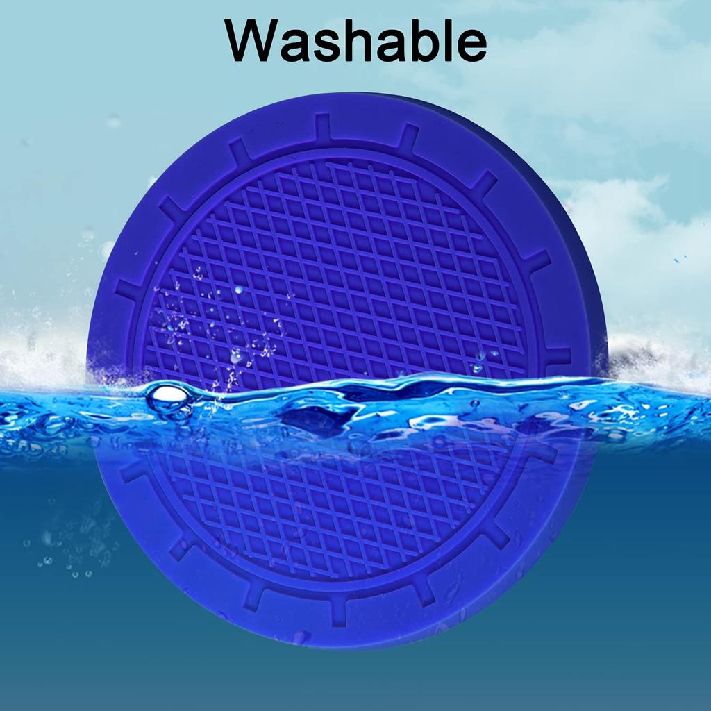 Wisdompro Car Non-Slip Coaster Drink Holder Cup Mat Vinyl Anti-Slip Vibration Proof Round 70mm Diameter 4pcs Blue