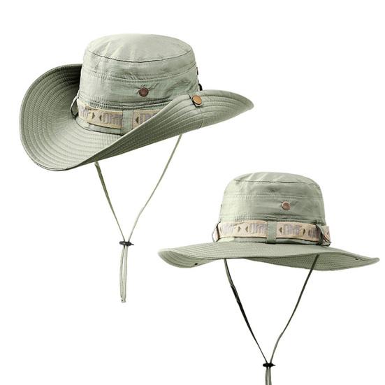 Summer Cap Useful Washable Decorative Curled Edge Wide Brim Men Sun Hat Outdoor