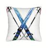 pc SkiThemed Cushion Cover Suitable for Sofa  Bed  Soft Durable Cover with Ski Equipment Machine Washable Decorative Cushio
