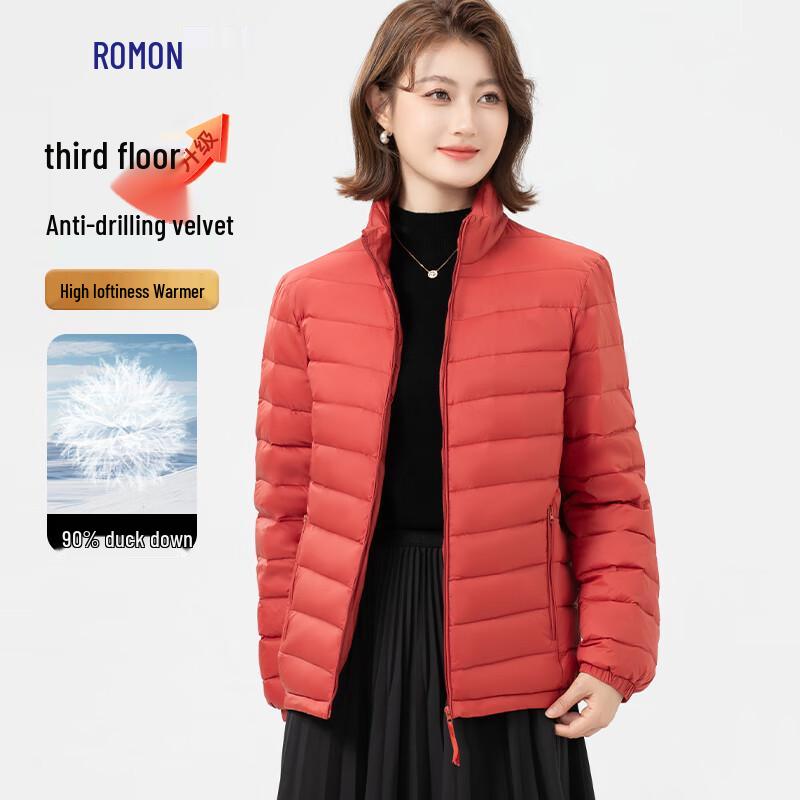 

Luomeng Women s Lightweight 90% Duck Down Stand Collar Short Jacket XS