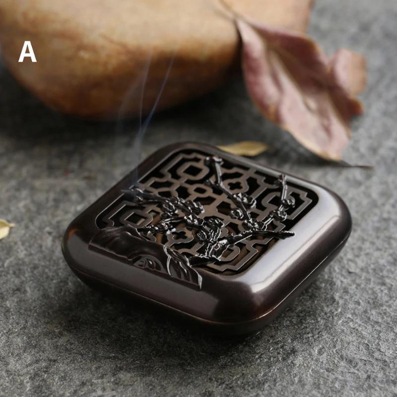 Mini incenso in lega, bruciatore a spirale, incenso a forma di fiore di prugna, in bambù, crisantemo, bruciatore di sandalo Zen da 4 signori, decorazione per la casa