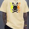 2025 Men's 100_ cotton summer loose fit large Rabbit Skull Graphic printed slim fit casual sports round neck short sleeved