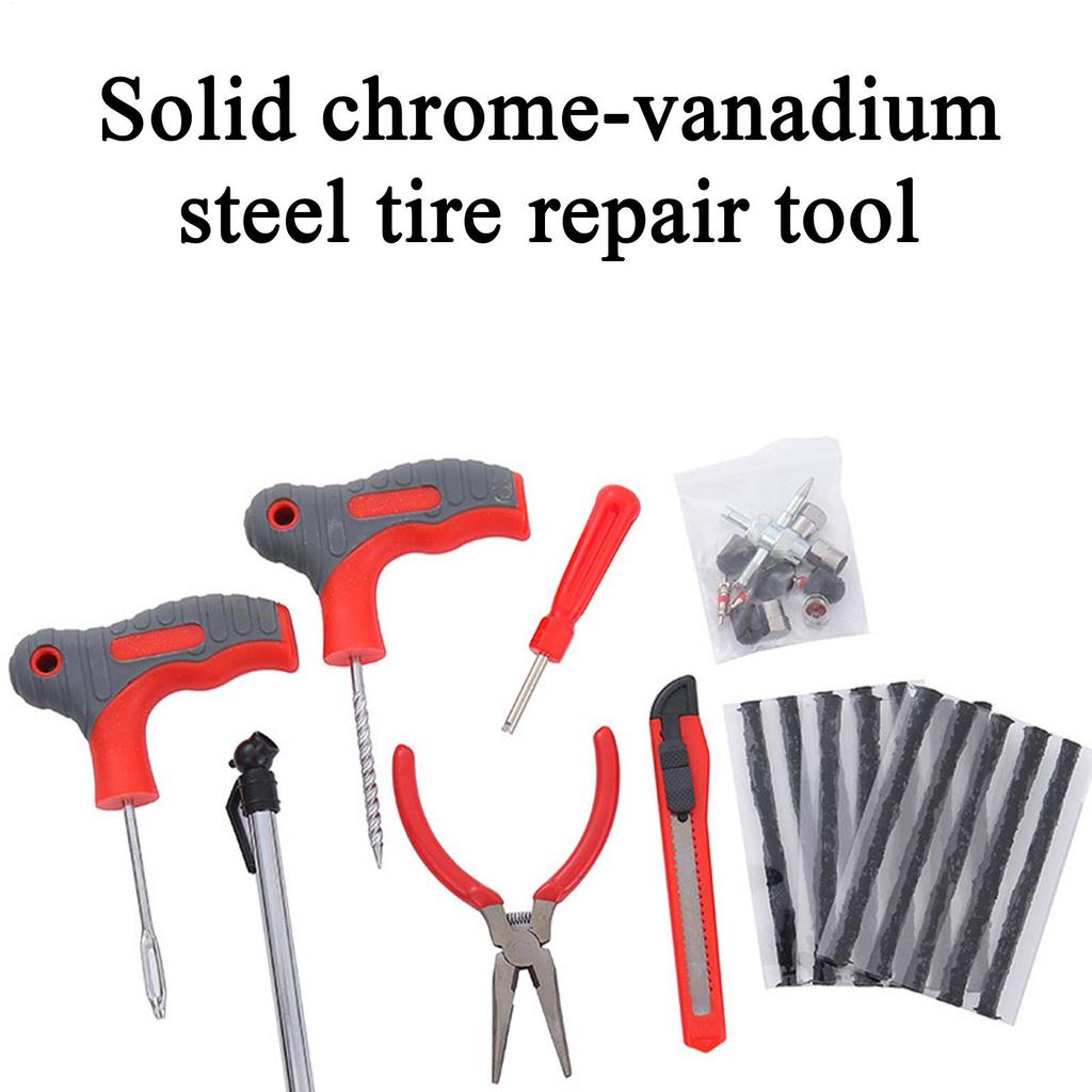 Zestaw do naprawy przebitych opon 34 sztuki Zestaw do naprawy opon samochodowych z łatkami Wytrzymałe narzędzia do naprawy dla SUV-a Kampera Przyczepy ATV Ciągnika