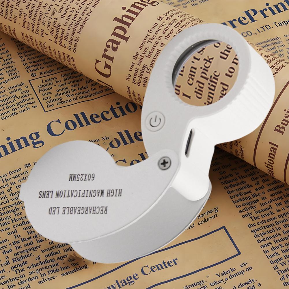 40X/60X Vergrößerungslupe mit LED-Licht Juwelierlupe Lupe Augenlupe Juwelierlupe für Schmuck Briefmarken Gesteinssammlung