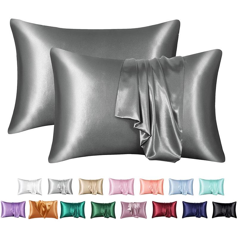 Zeby Luxury Silky Pillowcase Soft Comfortable Smooth Satin Pillow Cases High End Solid King Pillow Cover Home Queen Pillowcases