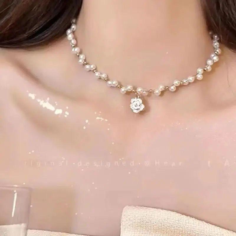 Temperament The Same Pearl Necklace Silver Light Luxury High-end Girls Design Birthday Gift Collarbone Accessories
