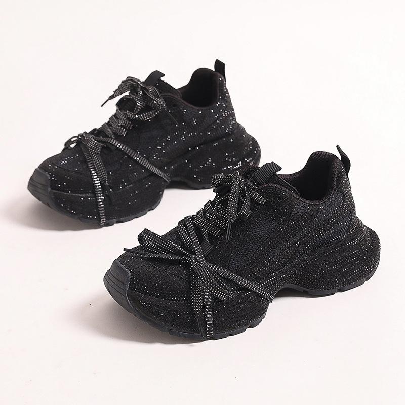 

European station women s shoes rhinestone platform dad shoes women 2025 new sports and leisure shoes full of diamonds muffin shoes ins tide 40