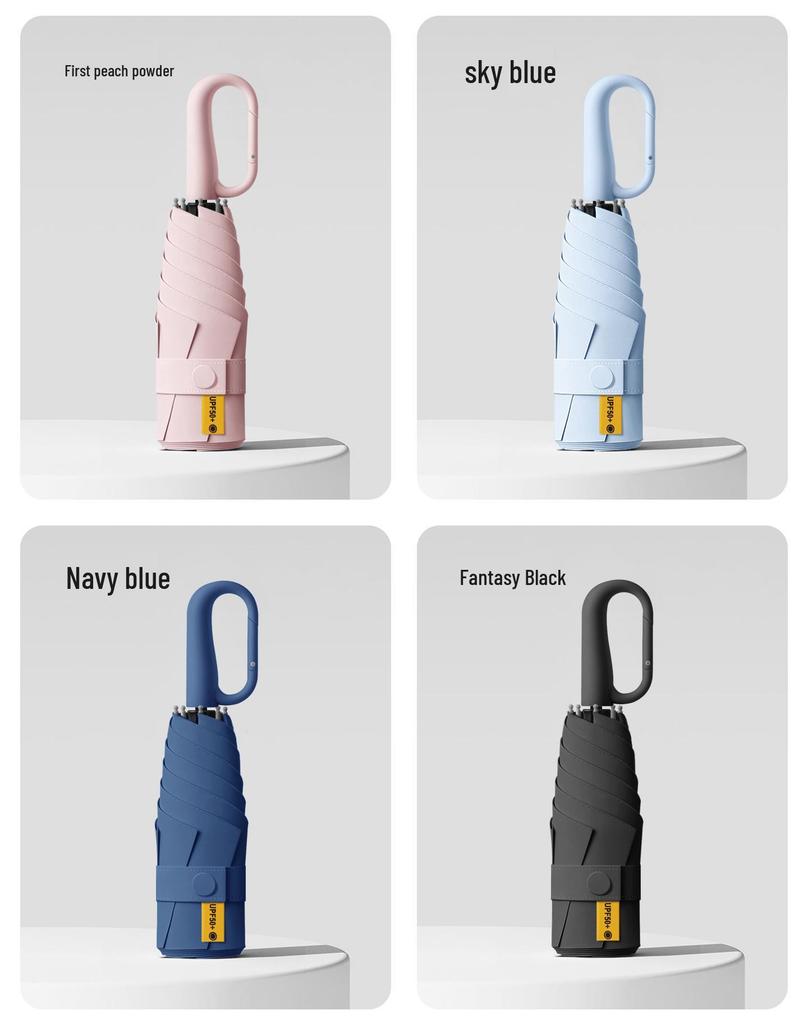 Douyin Popular Portable Round Five-Fold UV Protection Dual-Use Umbrella