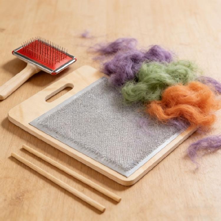 Set di Tavoletta per Mescolare la Lana Portatile con Comodi Pennelli in Fibra per Artigianato Domestico