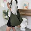 Casual Canvas Shoulder Bag Solid Color Adjustable Strap Shopping Bag Large Capacity Crossbody Bag Travel