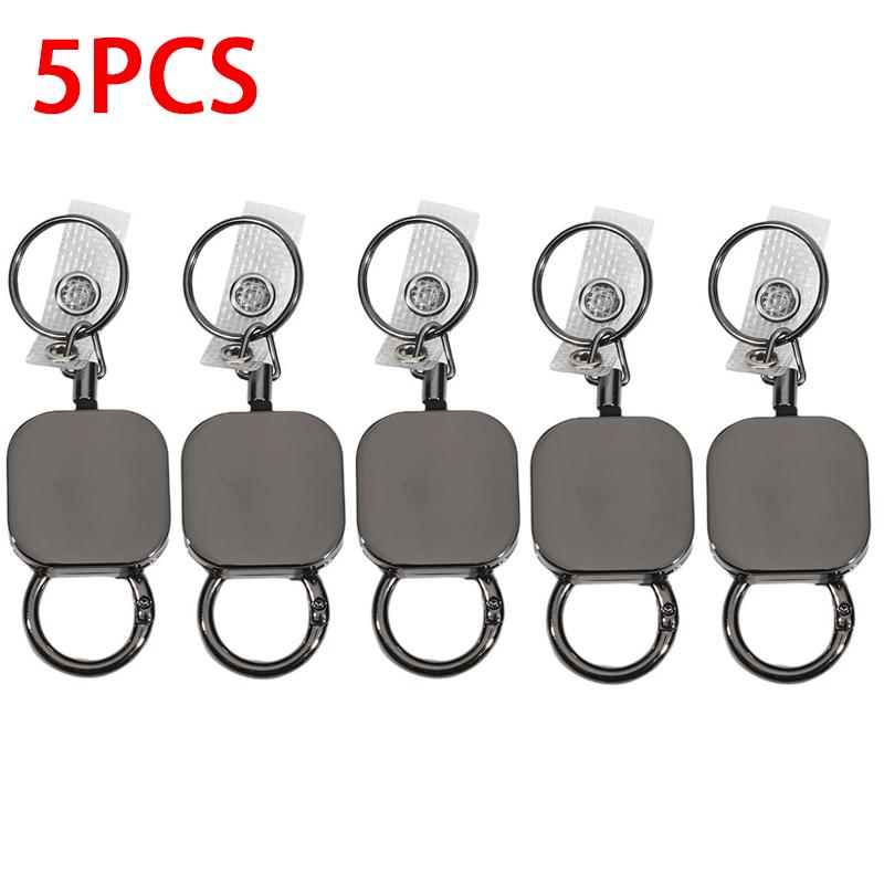 Heavy Duty Retractable Metal Wire Keychain Pull Badge Reel ID Lanyard Name Tag Card Badge Holder Reel Key Ring Outdoor Tool Gift