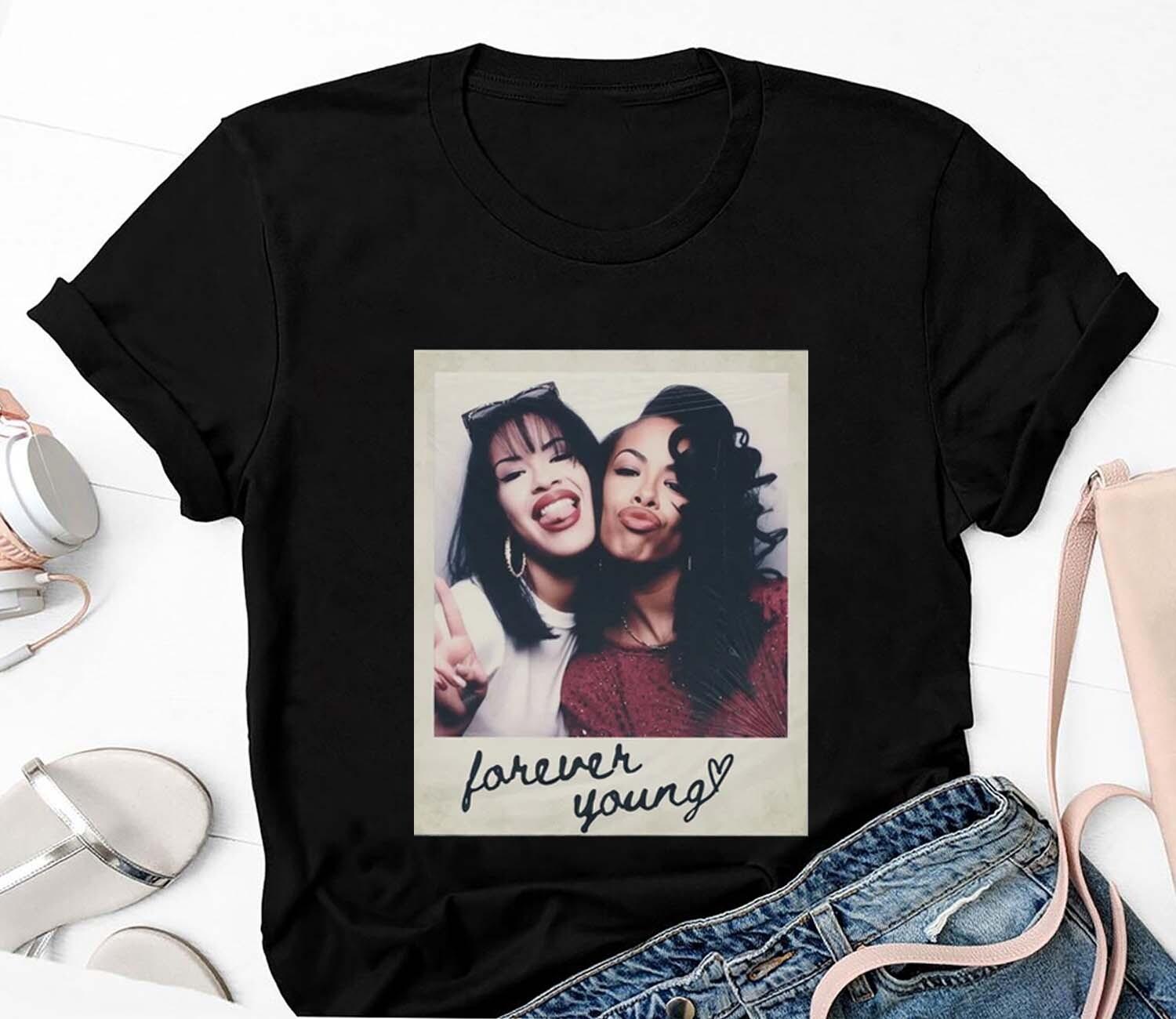 Selena Quintanilla and Aaliyah Haughton Photobooth Shirt Fan Gift S