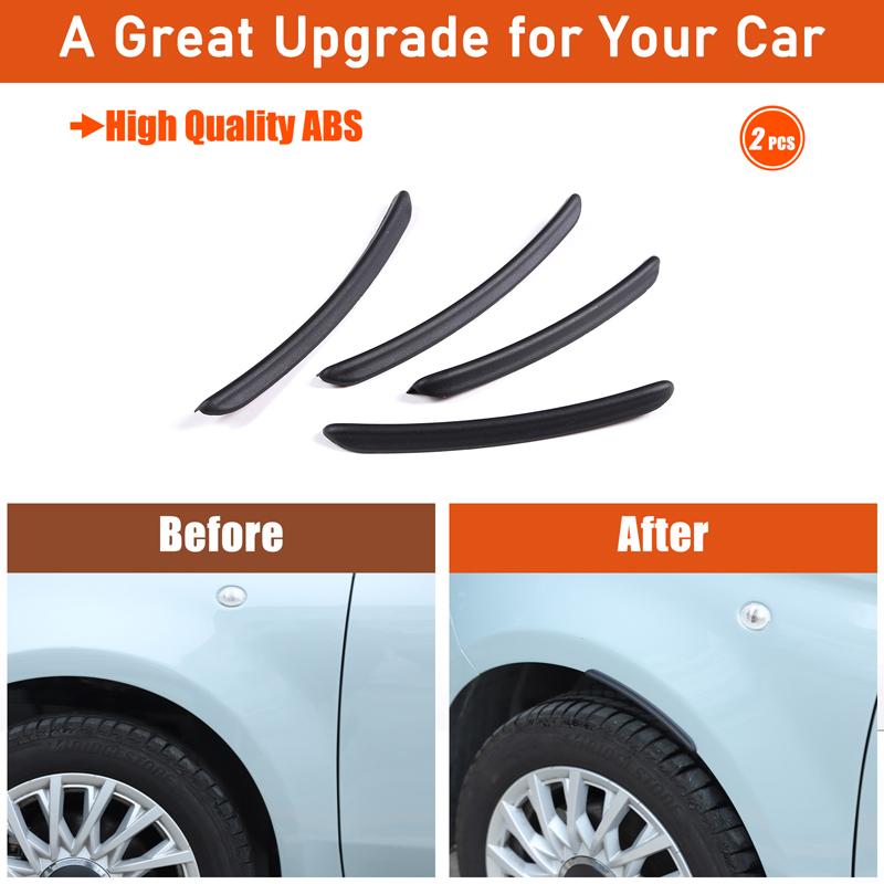 ABS Black Car Fender Flares Mud Flaps Arch Wheel Eyebrow Lips Strips sticker Trim For Fiat 500 2016-2025 Exterior Accessories