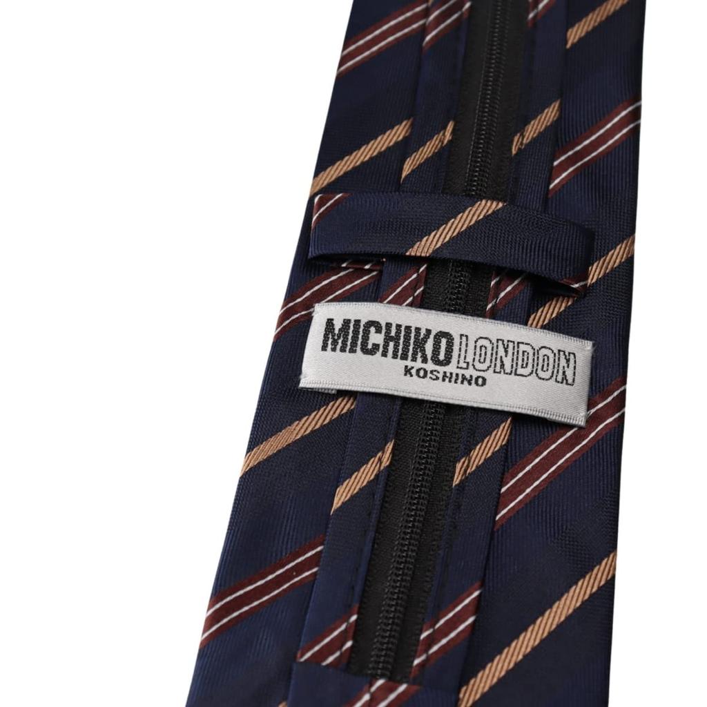 Michiko London Designer Stylish Silk Zipper No Tie Easy To Wear One-Touch Necktie, Gift, Tie, Required, (MKZP-23-A Navy)