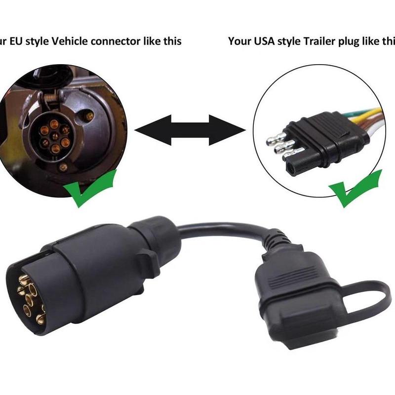 Trailer Connector European 7-Pin To American 4-Pin Without Brake Light Trailer Adapter Vehicle Tow Hitch Wire Plug for Vehicles