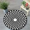 Black & White Round Floor Mat – Machine Washable Indoor Rug for Bathroom, Living Room & Bedroom