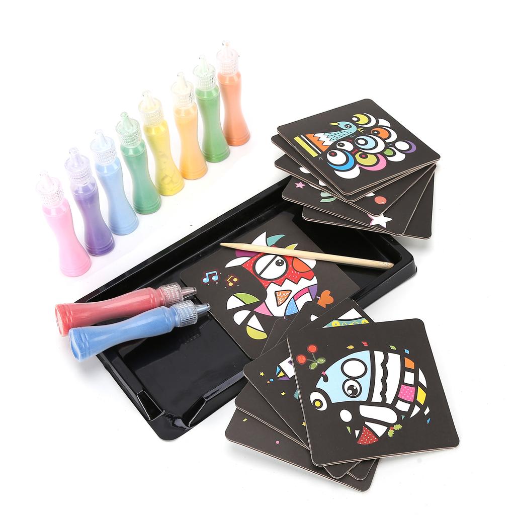 Sand Art Painting Cards Set DIY Colored Sand Art Kit Educational Art Toy for Children