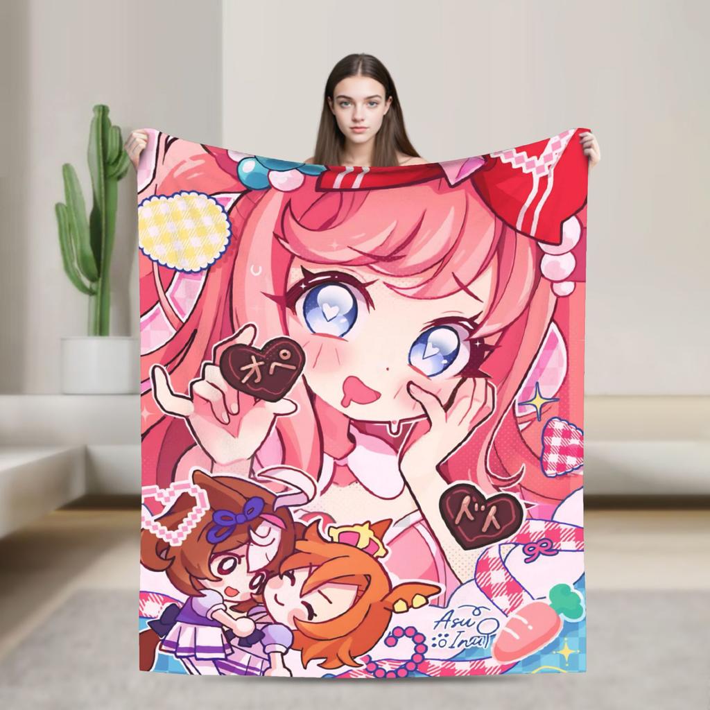 Umamusume Pretty Derby Mejiro Blanket Fleece Autumn/Winter Portable Lightweight Throw Blanket for Bed Bedroom Rug Piece