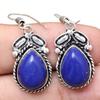 Blue Chalcedony Gemstone Handmade Gift For Her Silver Jewelry Earrings 1.5''