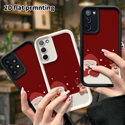 Phone Case: 2D Flat Samsung Galaxy A34 A35 M05 M06 S20 S22 S21 FE Plus 5G Layered Design Protective Case, Wine Red Background, Christmas and Halloween