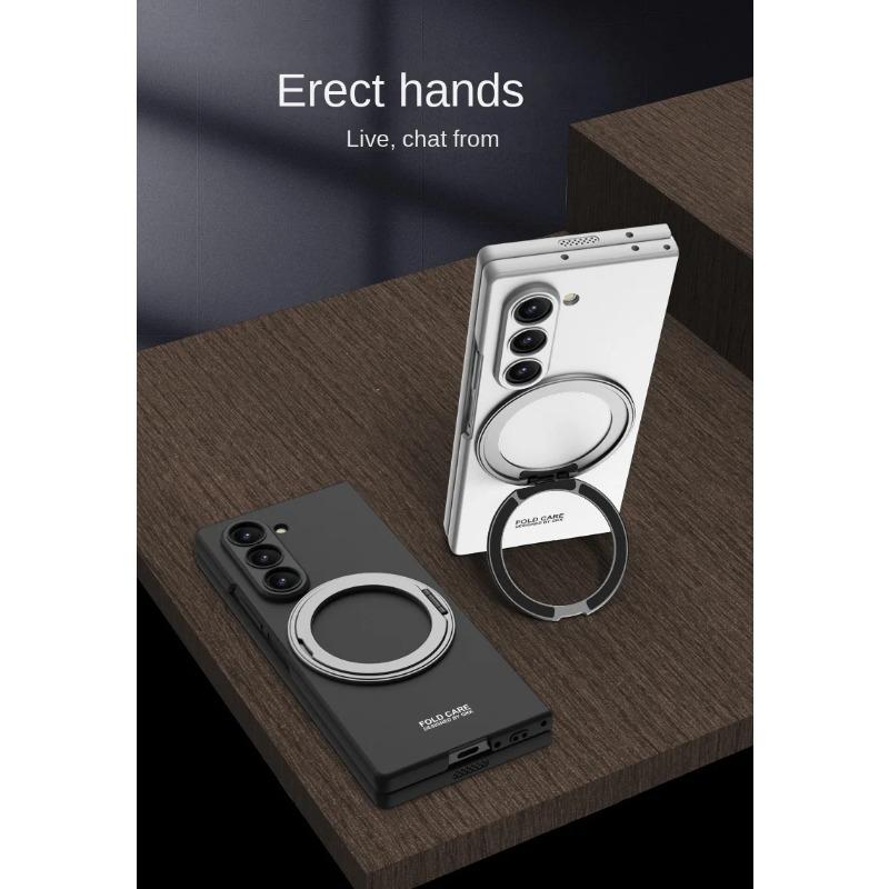 Galaxy Z Fold6 for Wireless Charging Magnetic Phone Case for Samsung Galaxy Z Fold 6 Fold 6 5G Rotating Bracket Protective Cover Holder Stand