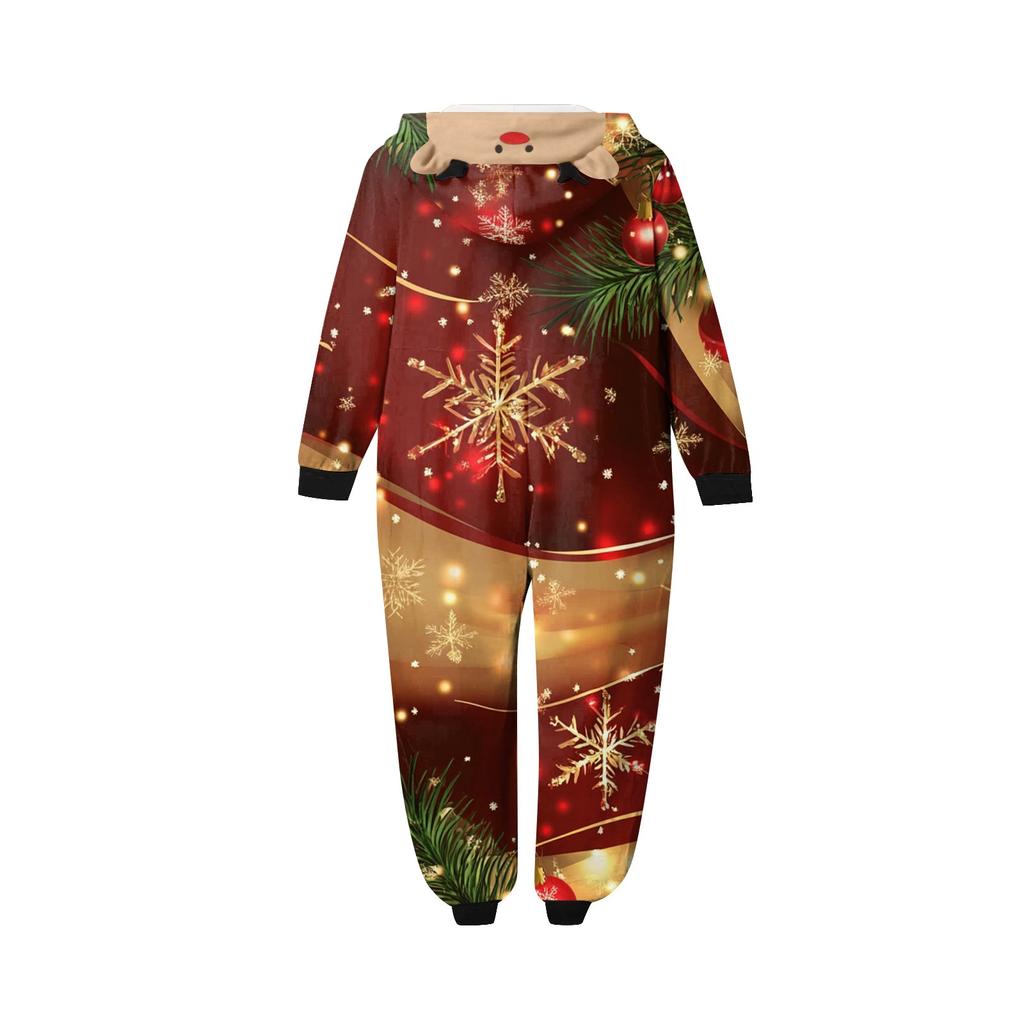 Set de salopete cu mâneci lungi și fermoar, cu glugă, cu imprimeu de Crăciun