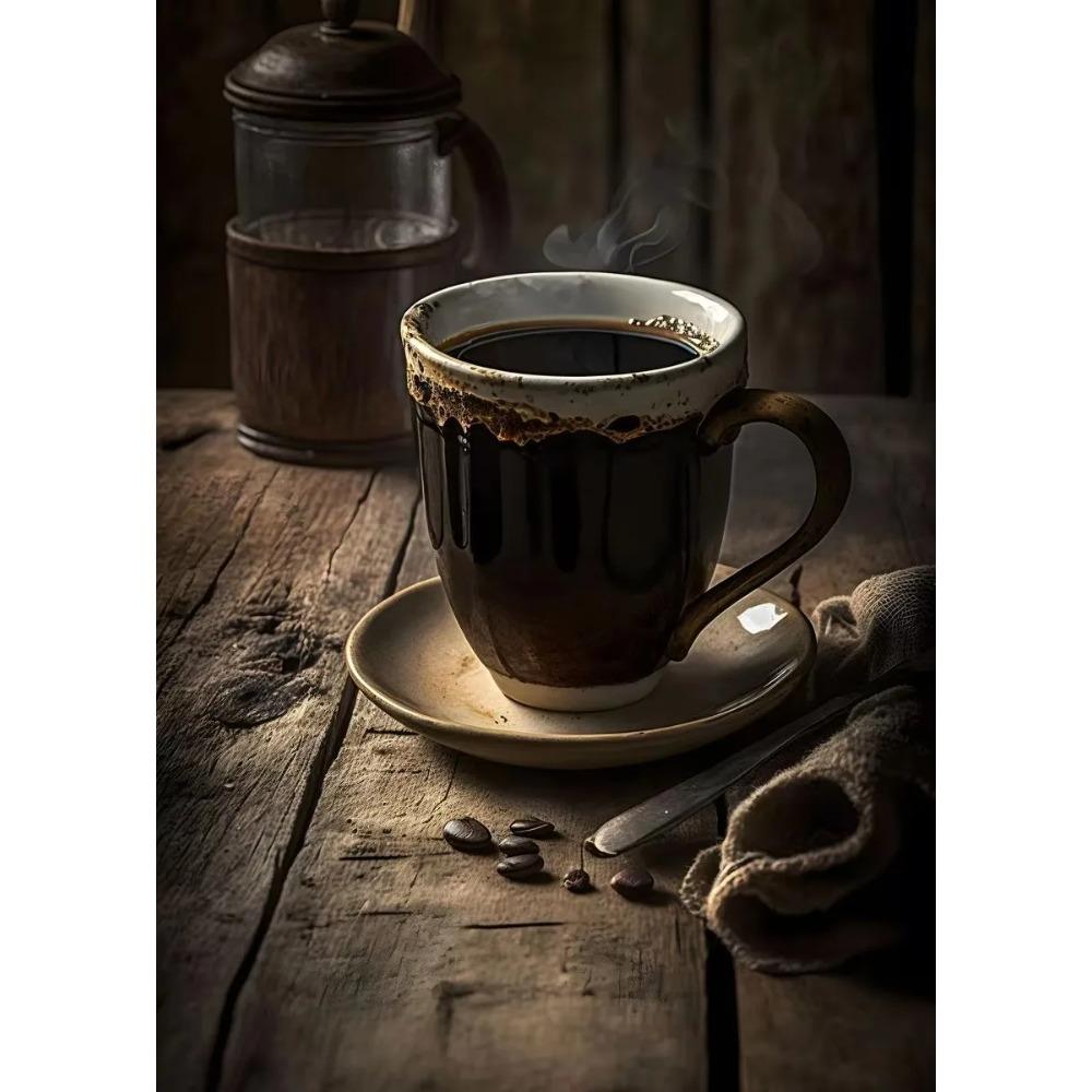 Coffee and Coffee Beans Food Modern Poster Canvas Painting Modular Wall Art Picture for Kitchen Restaurant Bar Home Atio