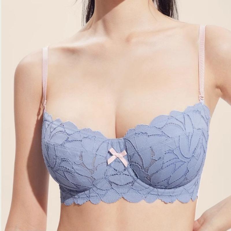 French Lace Seamless Bra Large Breasts Make You Look Smaller Ultra-thin Small Breasts Push-up Anti-sagging Nude Bra