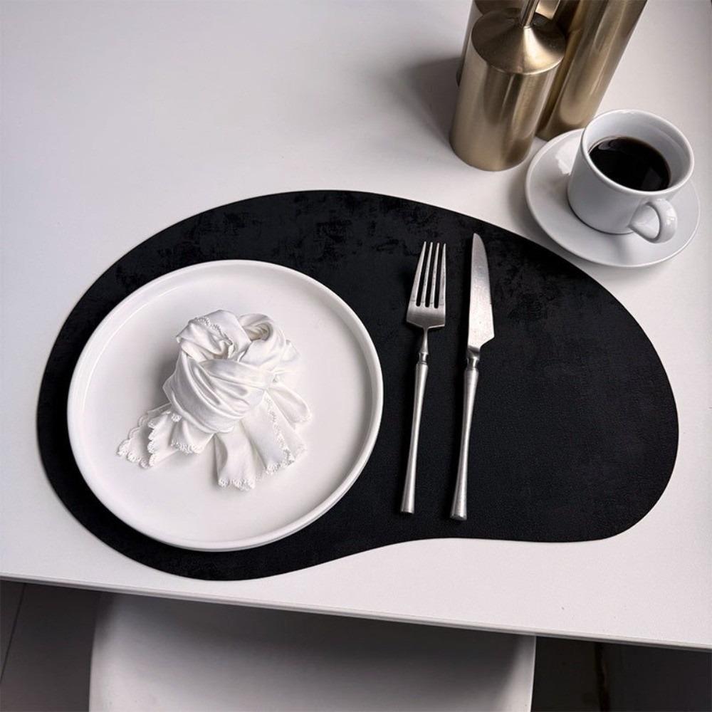 Скандинавская декоративная подставка под тарелку, форма кешью, для обеденного стола, новая кожаная салфетка под тарелку чёрный