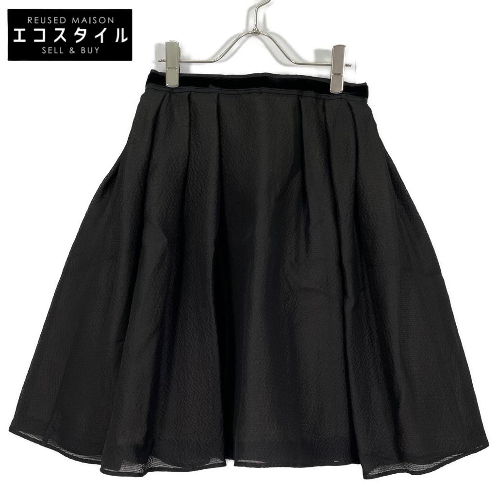 FOXEY 37604-SSFN402K Black Silk X Wool Sheer Sakka-Mid-length Skirt Skirt 40 blackUsed