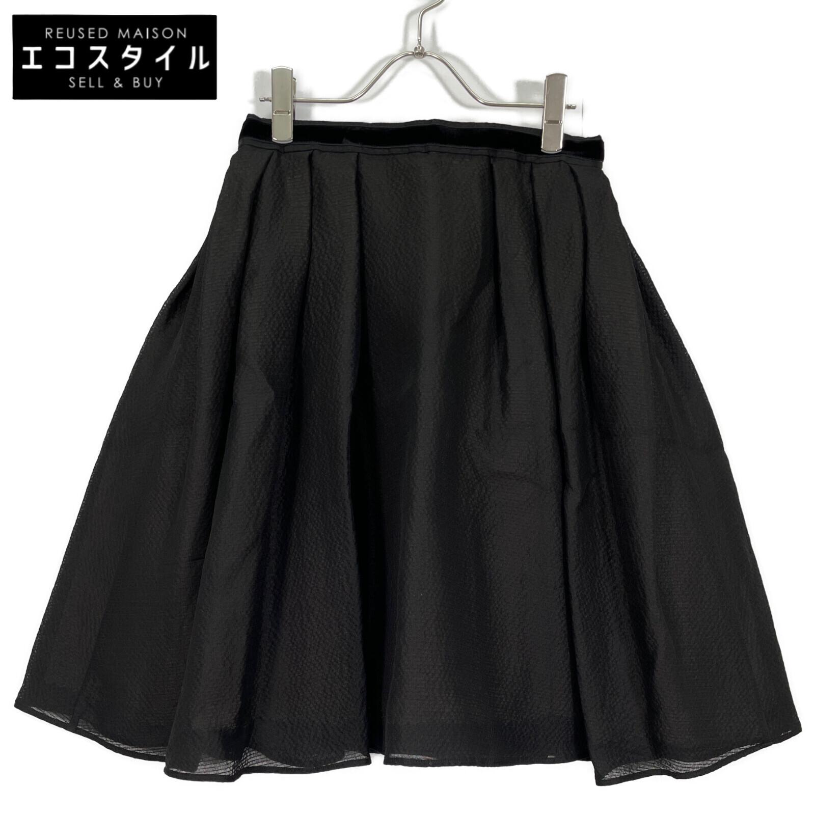 

FOXEY 37604-SSFN402K Black Silk x Wool Sheer Sakka-Mid-length Skirt skirt 40 blackUsed