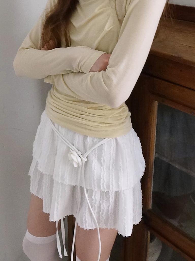 Etmont Texture Tiered Mini Skirt, White