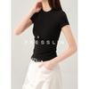 FAESSLIN Women's Slim Fit Knit Round Neck Short Sleeve T-Shirt