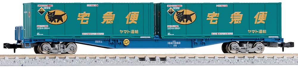 

Модель железнодорожного товарного вагона TOMYTEC TOMIX N Gauge Koki 104 Type в новой окраске с транспортным контейнером Yamato 8737. зелёный