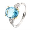 Anello in Argento Sterling S925 Placcato Oro 18K Colore Naturale Cristallo Tesoro Anello Semplice Premium per Dito Indice Gioielli Energia Fortunata
