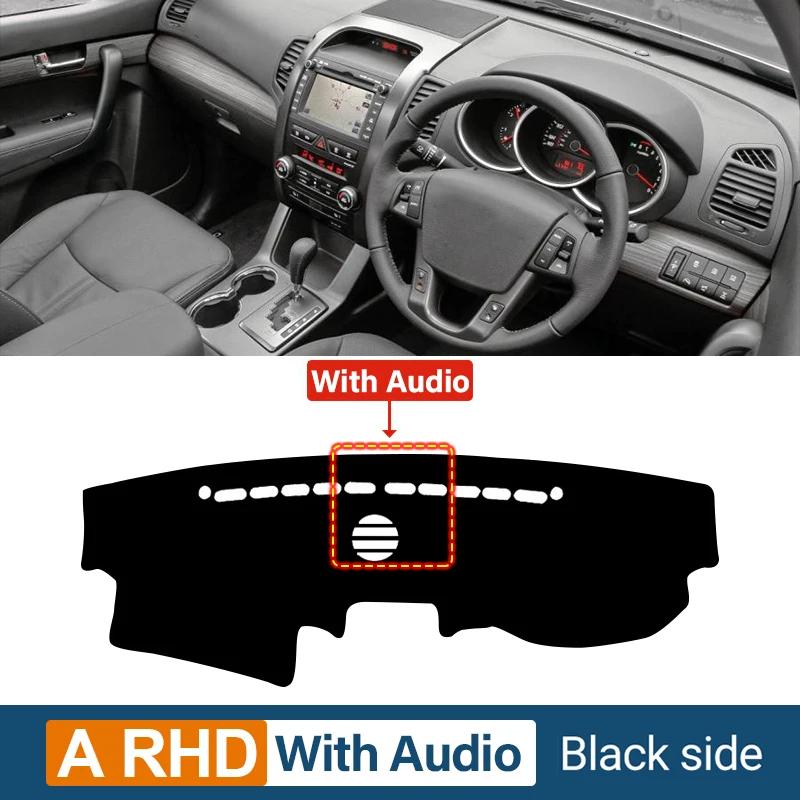 Pro Kia Sorento 2 XM 2009 2010 2011 2012 Kryt palubní desky auta Vyhněte se světelné podložce Sluneční clona Anti-UV koberce Protiskluzová anti-UV podložka