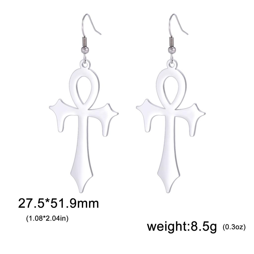 Dawapara Antike Ägyptische Symbol Ohrringe Auge des Horus und Ankh Kreuz Hieroglyphisches Ideogramm Schutz Amulett Edelstahl