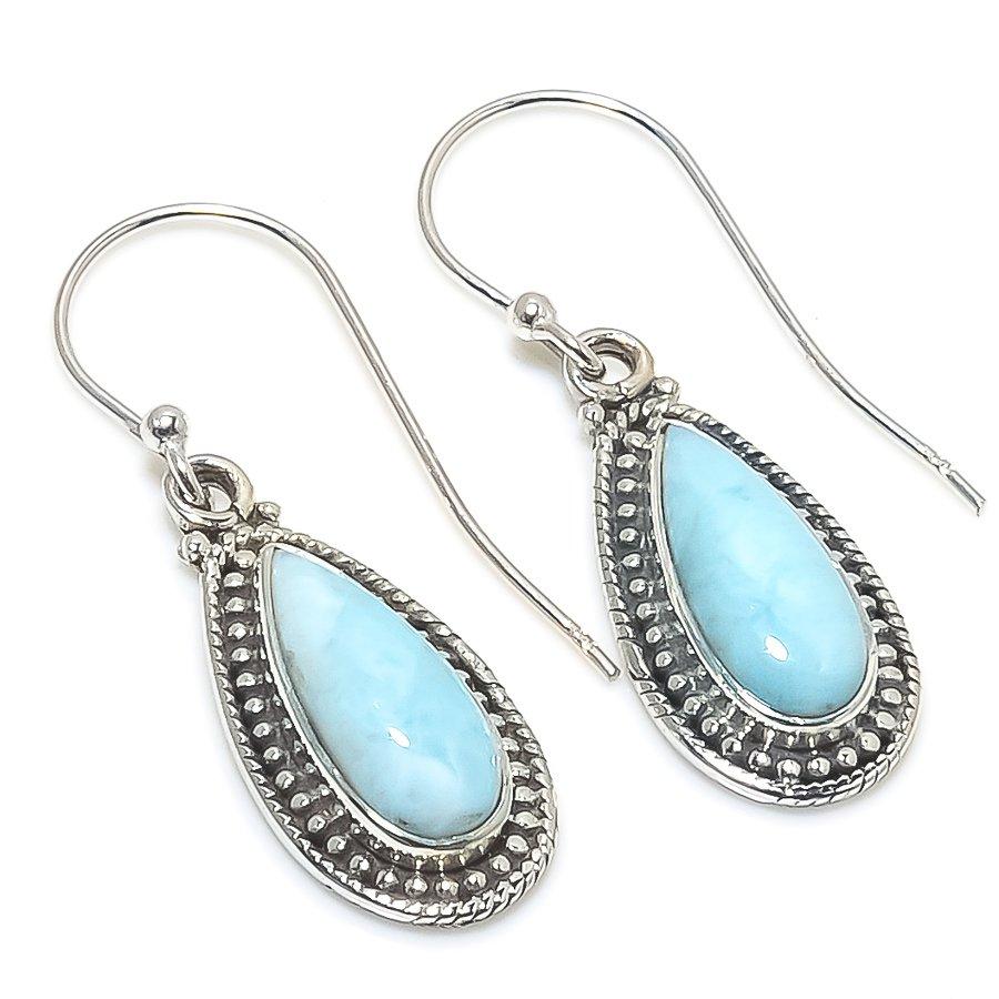 Natural Republic Larimar Edelstein 925 Sterlingsilber Ohrring 1,25" j0Q36