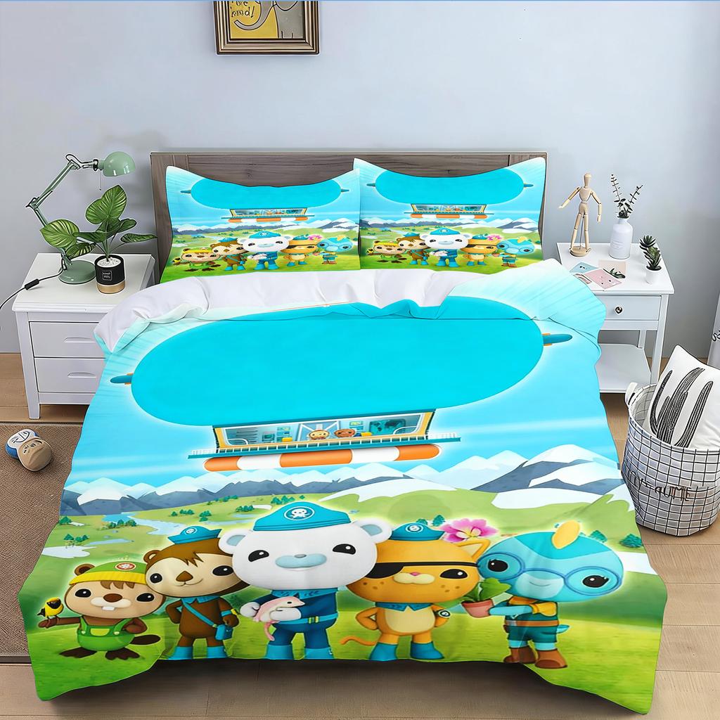 Octonauts Bedding Set Simba Anime and Cartoon 3D Children'S Duvet Cover Set King Size Bedroom Comforte Cute Printed
