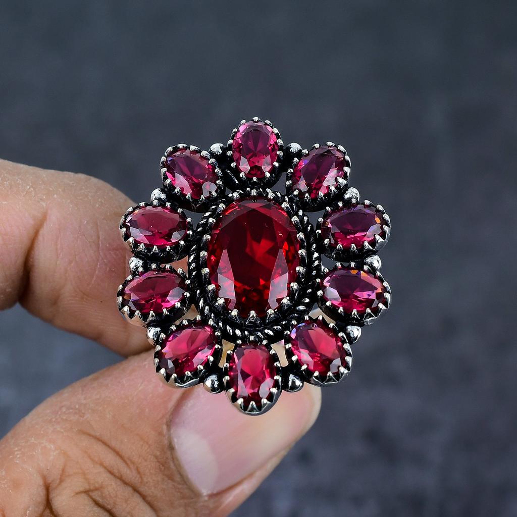 Pink Rubillite Gemstone 925 Sterling Silver Jewelry Ring Size 7