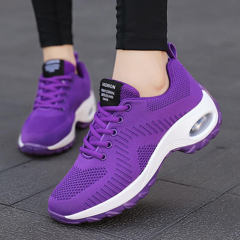 New Air Cushion Women's Shoes Platform Rocking Shoes Women's Sports Fashion Versatile Flying Woven Casual Shoes