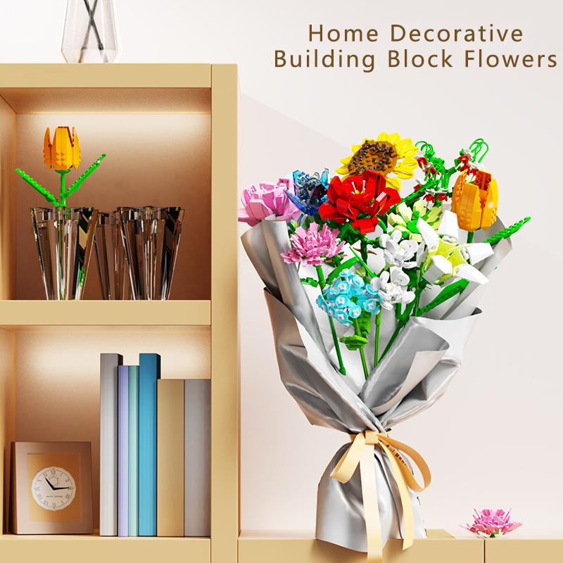 Blocos de Construção Criativos de Flores 684 Peças Brinquedos Modelo Flor de Bloco de Construção Montar Brinquedos de Blocos para Criança Ornamento Presentes