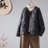 Modă nouă toamnă-iarnă gât rotund romb inimă linie presată jachetă cu nasturi single-breasted puf de rață alb ușor căptușeală ușoară