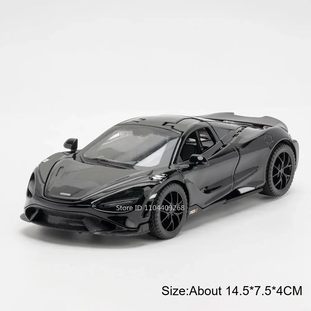 1:32 Scale 720S 765LT Toy Car Model Metal Diecast Music Light Doors Opened Pull Back Miniature Vehicles Birthday Gift Collection