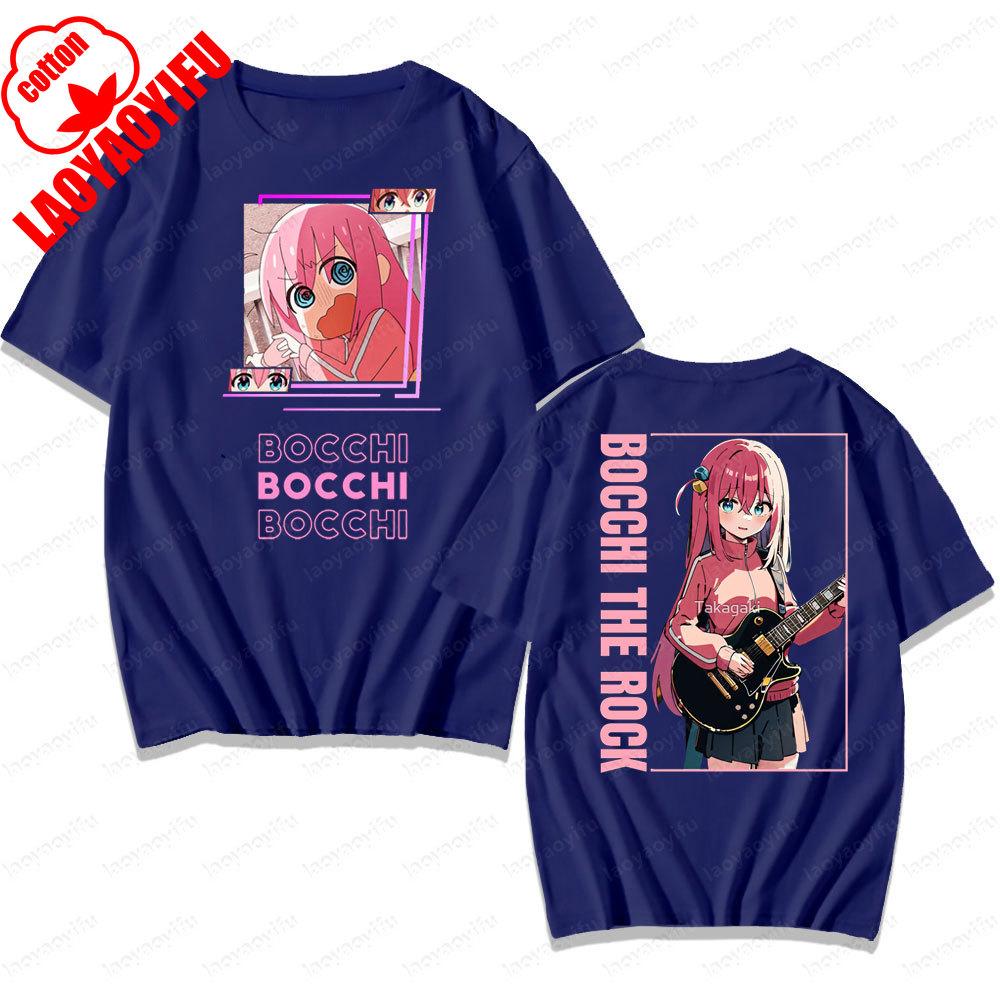 BOCCHI THE ROCK Cute Cartoon Girl Daily Life T Shirt Men Women Universal Crewneck Cotton Short Sleeve Rock and Roll Lover Tee