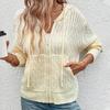 Neuer Herbst Damen Kapuzenpullover Korkfarben Einfarbig Strickjacke